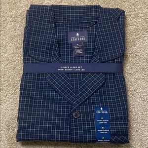 Stafford Navy Plaid Pajama Set